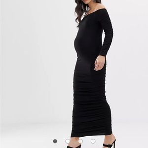 ASOS Maternity Long Sleeve Bodycon Ruched Midi/Maxi